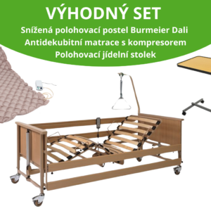 VÝHODNÝ SET: Polohovací postel BURMEIER DALI ARMINIA | Zdravotní matrace | Polohovací stolek