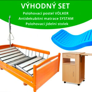 VÝHODNÝ SET: Polohovací postel VÖLKER | Zdravotní matrace | Noční stolek Hermann