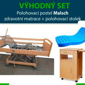 VÝHODNÝ SET: Polohovací postel MALSCH  | Zdravotní matrace | Noční stolek Hermann