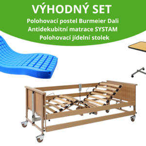 VÝHODNÝ SET: Polohovací postel BURMEIER DALI ARMINIA | Zdravotní matrace | Polohovací stolek