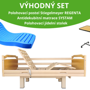 VÝHODNÝ SET: Polohovací postel STIEGELMEYER REGENTA | Zdravotní matrace | Polohovací stolek