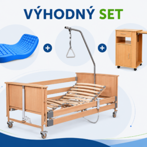 VÝHODNÝ SET: Polohovací postel BURMEIER DALI | Zdravotní matrace | Polohovací stolek
